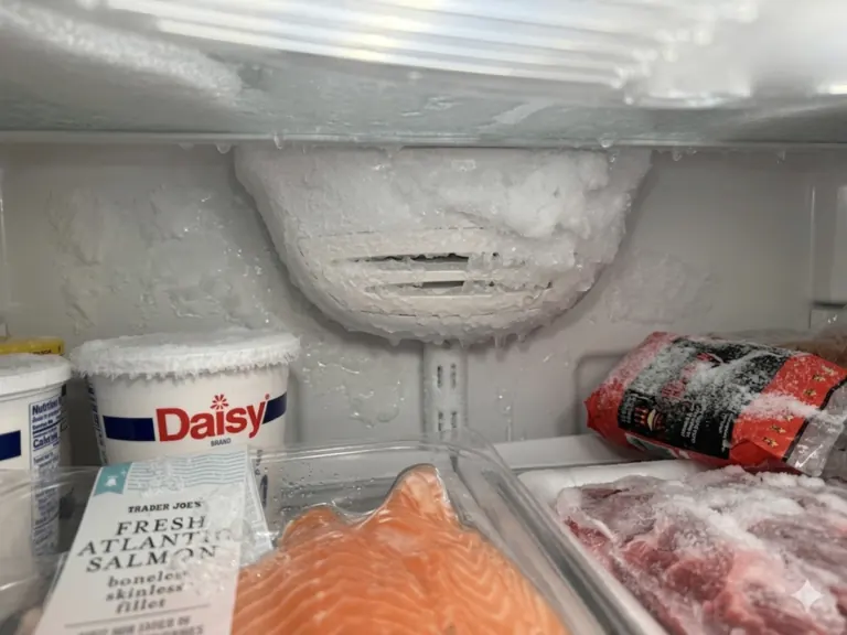Ice build-up inside a refrigerator freezer