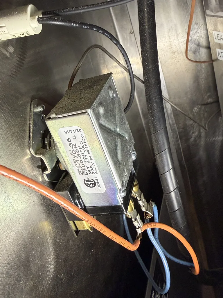 Checking the burner controls and wiring of a Roto-Flex pizza oven