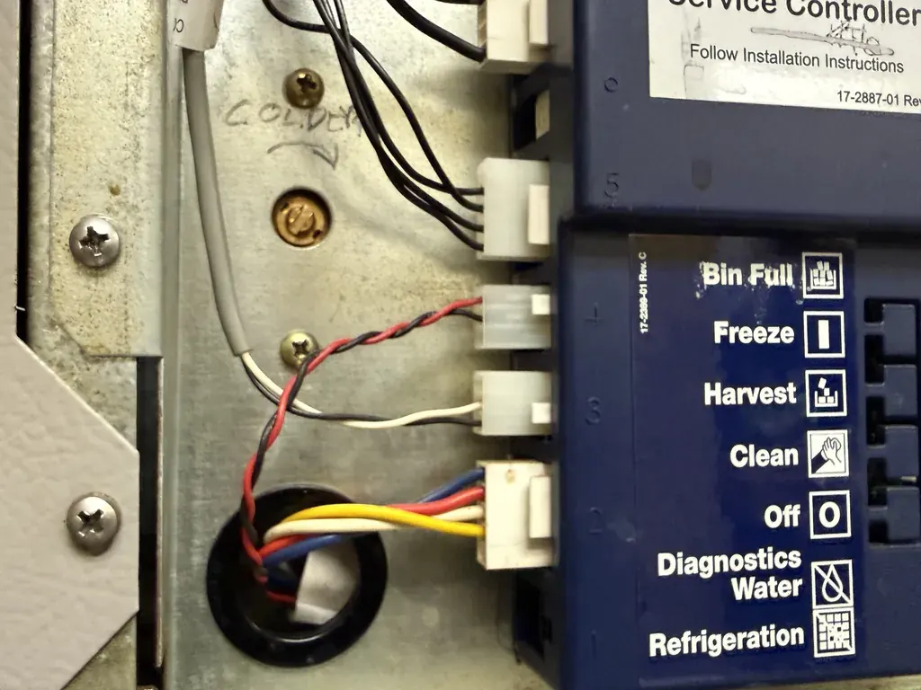 New ice sensors connected to the Scotsman service controller with bin full, freeze and harvest indicators